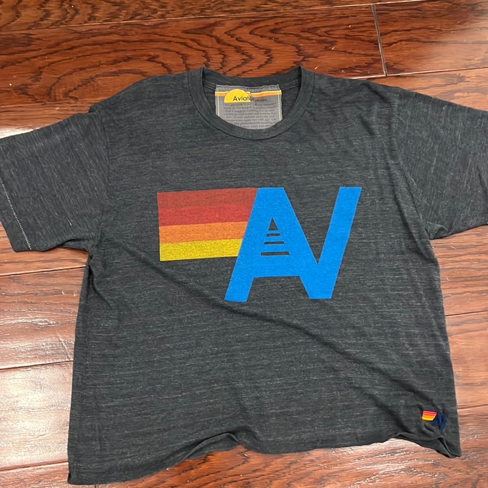 Aviator Nation logo charcoal tee shirt